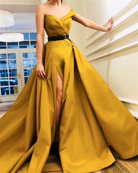 Simple Dune Gown Yellow Evening Dresses Elegant Prom Dresses