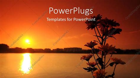 Powerpoint Template A Sunset In The Background With A Lake 28250