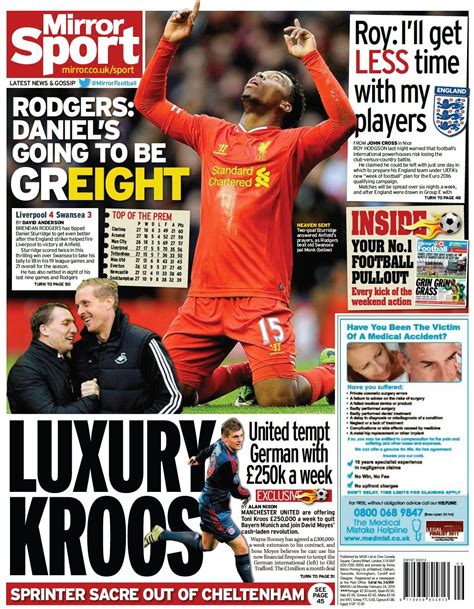 UK Newspaper Back Pages Monday 24th Feb E Football