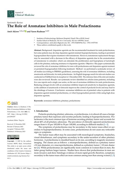 Pdf The Role Of Aromatase Inhibitors In Male Prolactinoma