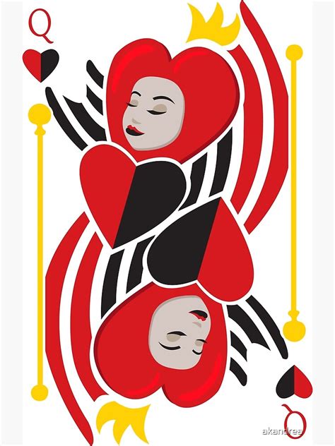 Queen Of Hearts Card Art Print For Sale By Akandrea Redbubble
