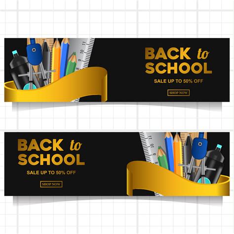 Back To School Banner Template With Stationary 673199 Vector Art At