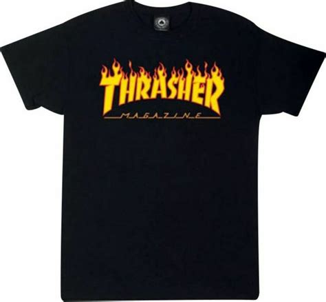 Thrasher Flame Logo T Shirt σε Μαύρο χρώμα Skroutzgr
