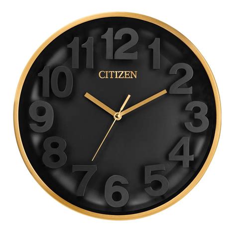 Citizen 12 In Wall Clock With Metal Case In A Matte Gold Color Cc2025