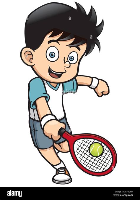 Ilustración Vectorial De Dibujos Animados Jugador De Tenis Imagen