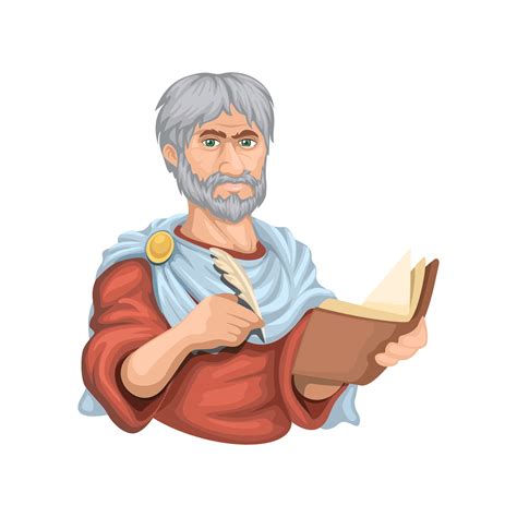 Aristotle Ancient Greek Philosopher And Polymath Character Cartoon