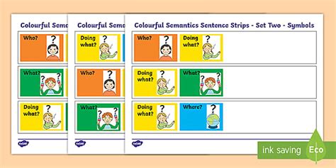 New Colourful Semantics Sentence Strips Set Two Symbols Worksheet