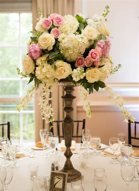Rose And Hydrangea Topiary Style Centerpiece Elizabeth Anne Designs
