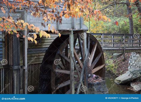 Grist Mill With Water Wheel Stock Image Image Of Natural Reflection