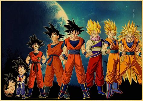 Dragon Ball Z Poster Goku Saiyan Forms Dragon Ball Super Manga