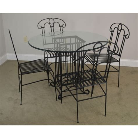 Wrought Iron Dining Table And 4 Chairs Set Chairish