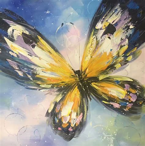 Colourful Butterfly Canvas Painting Hand Painted Modern Abstract Animal