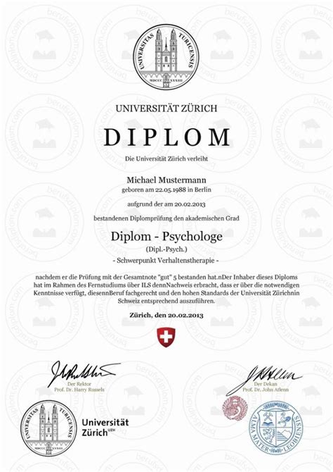 Diplom Urkunde Online Kaufen Uzh Universität Zürich