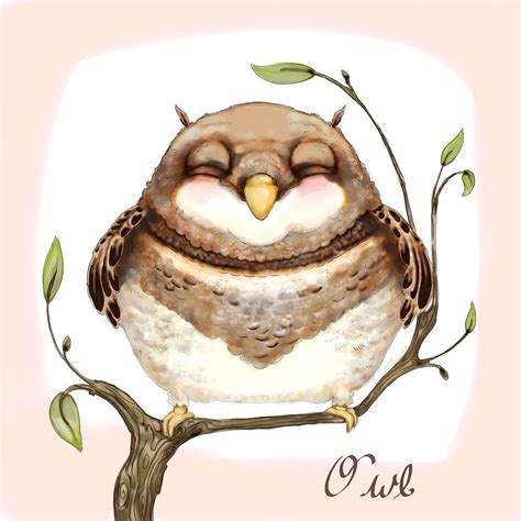 Sleepy Owl Digital Art
