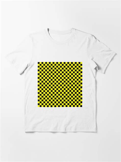 Bright Fluorescent Yellow Neon And Black Checked Checkerboard T Shirt