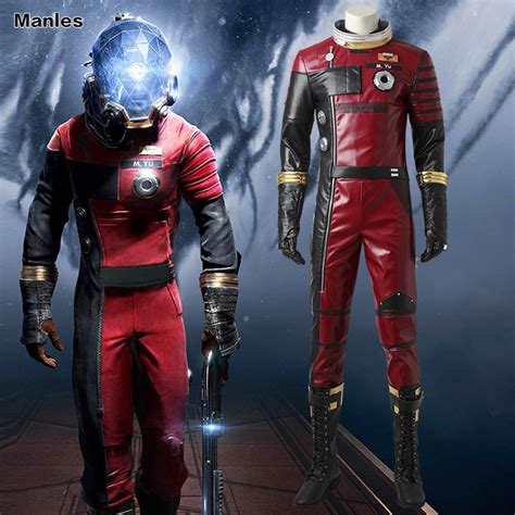 Prey Morgan Cosplay Costume Halloween Jumpsuit Game Outfit Carnival Red
