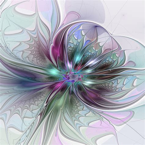 Colorful Fantasy Abstract Modern Fractal Art Flower Digital Art By