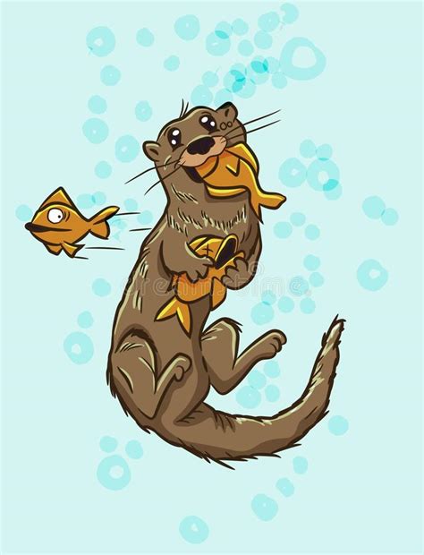 Otter Mammal Color Silhouette Animal Stock Vector Illustration Of