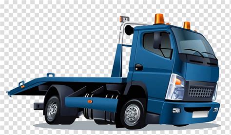 Blue Haul Truck Illustration Car Tow Truck Towing Hand Drawn Cartoon