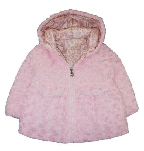 London Fog Girls Pink Faux Fur Reversible Outerwear Coat Size 2t 3t 4t