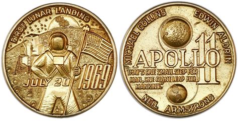 Usa Struck By Lg Balfour And Co 18 Karat Gold Medal 1969 Apollo 11