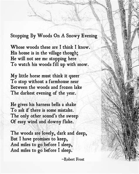 Stopping By Woods On A Snowy Evening Robert Frost Poem Etsy Uk