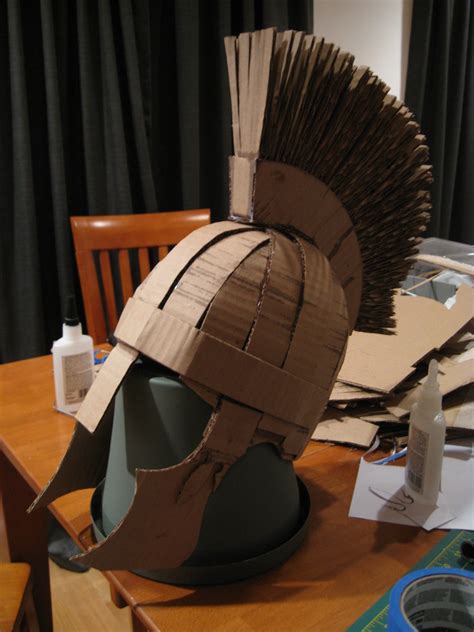 partial making  cardboard roman soldier helmet flickr