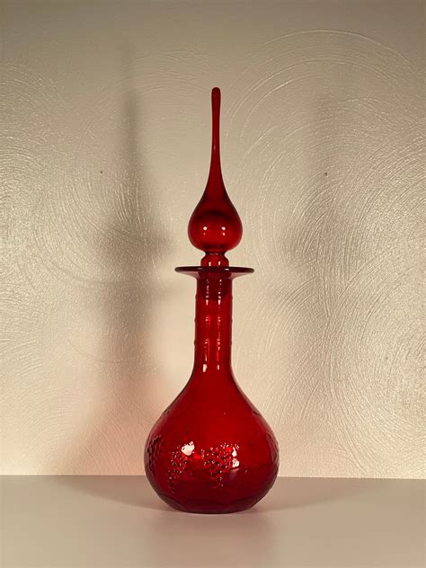 Rainbow Ruby Red Glass Decanter