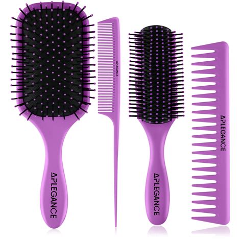 Hair Brush Set Of 4 Detangler Styling Brush Tail Comb Wideteeth