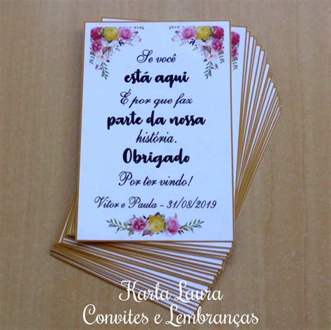 Cartão De Agradecimento Para Mesa Regina Karla Laura Convites