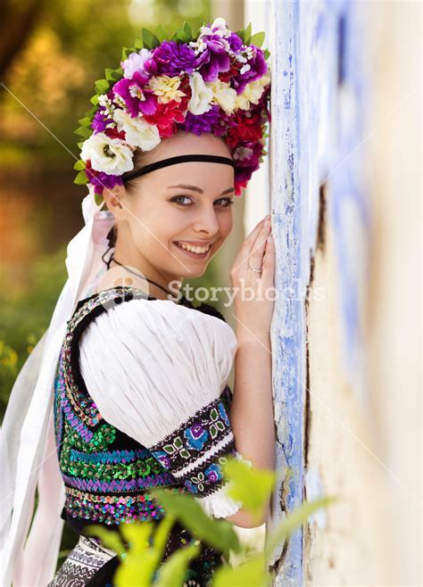 Elegant Woman In Traditional Eastern European Attire Royalty Free