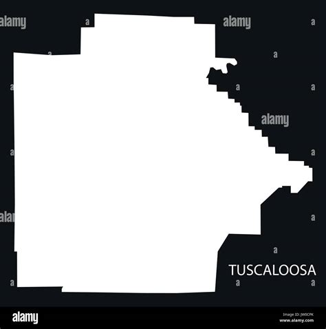 Tuscaloosa County Map Of Alabama Usa Black Inverted Illustration Stock