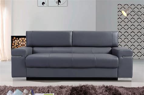 Bespoke made in italy sofas: Contemporary Grey Italian Leather Sofa Set with Adjustable ...