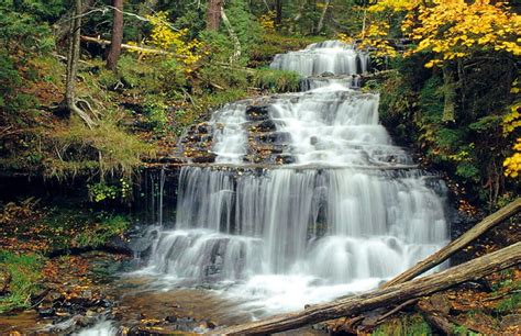 Wagner Falls Alger County Michigan Forest Autumn Rock Trees