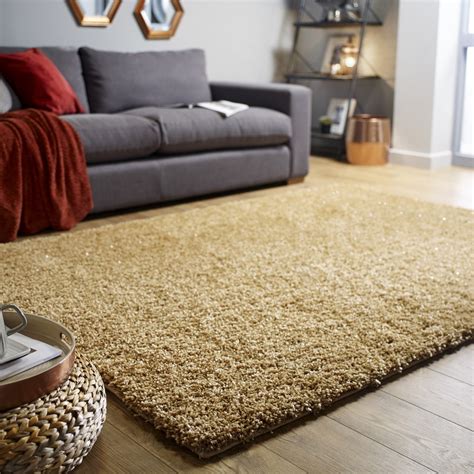 Veloce Shaggy Rugs In Gold Buy Online From The Rug Seller Uk