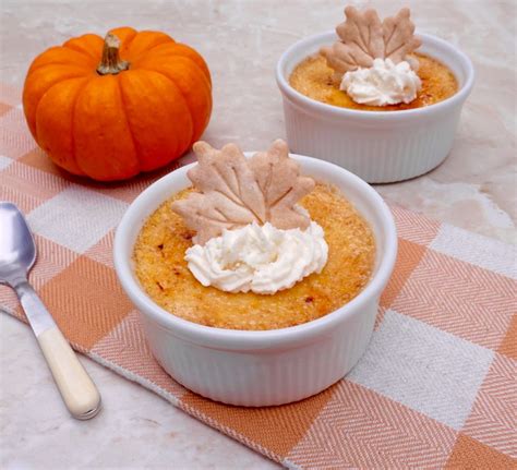 Pumpkin Creme Brûlée is a custard dessert with a caramelized top