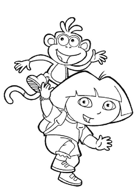 Get hold of these coloring sheets that are full of pictures and involve your kid in painting them. Dora the explorer and boots coloring pages - Hellokids.com