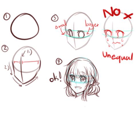 Tutorial 34 Face View Anime Head Guided Drawing Anime Eye Drawing