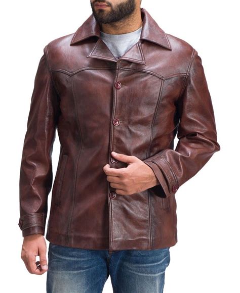 Mens Brown Vintage Style Leather Coat Jackets Maker Brown Leather