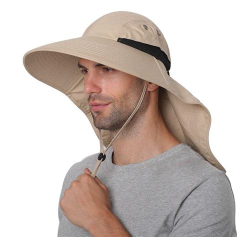 Cheap Summer Sun Hat Men Women Cotton Boonie Hat With Neck Flap Outdoor