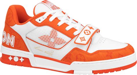 Louis Vuitton White And Orange Strap Lv Trainer Sneakers Inc Style