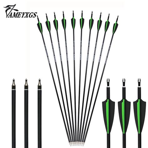 Archery 30inch Mixed Carbon Arrows 500 Spine Id 62mm Detachable