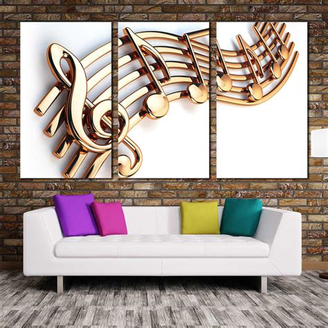 3d Music Canvas Wall Art Music Note White Background 3 Piece Canvas P