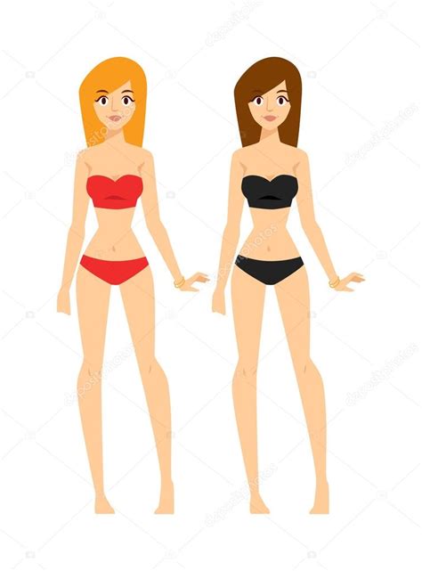 Happy Blonde And Brunette Women Beauty Attractive Nude Girls In Underwear Cartoon Character