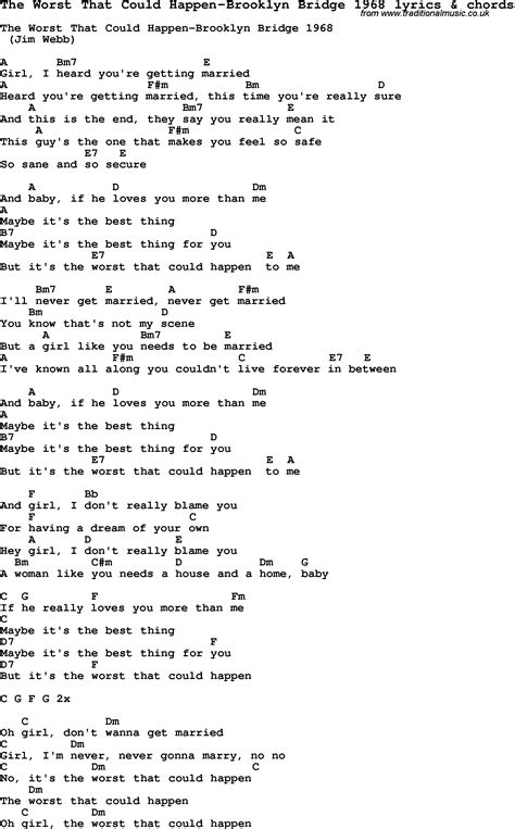 love song lyrics for the worst that could happen brooklyn bridge 1968 with chords
