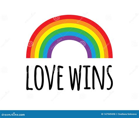 Vector Flat Cartoon Lgbt Pride Rainbow Love Wins Lettering On White Background Stock Vector