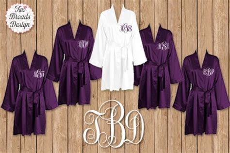 Free Robe Set Of Or More Dark Purple Robe Personalized Satin Robes