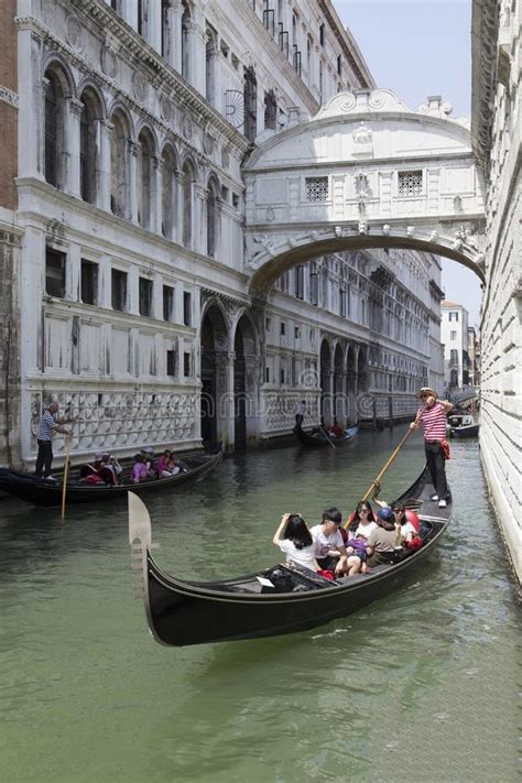 Gondola Going Under The Bridge Of Sighs Venice Italy Editorial Photo