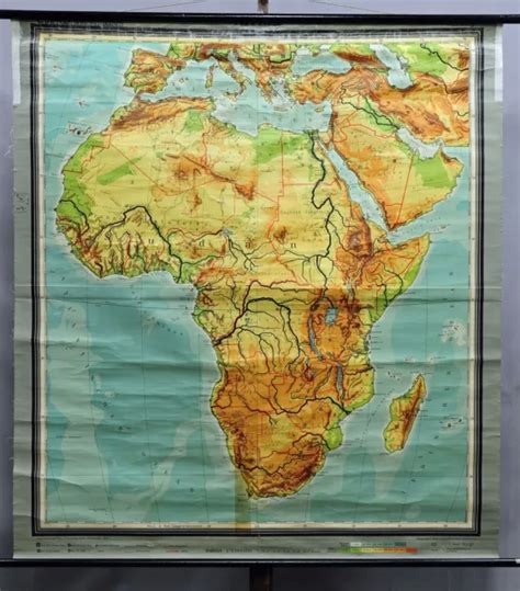 Vintage Rollable Map Africa Wall Chart Mural Decoration Poster Print £
