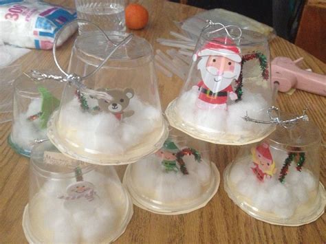 Snow Globes Using Plastic Cups Christmas Crafts For Kids Preschool